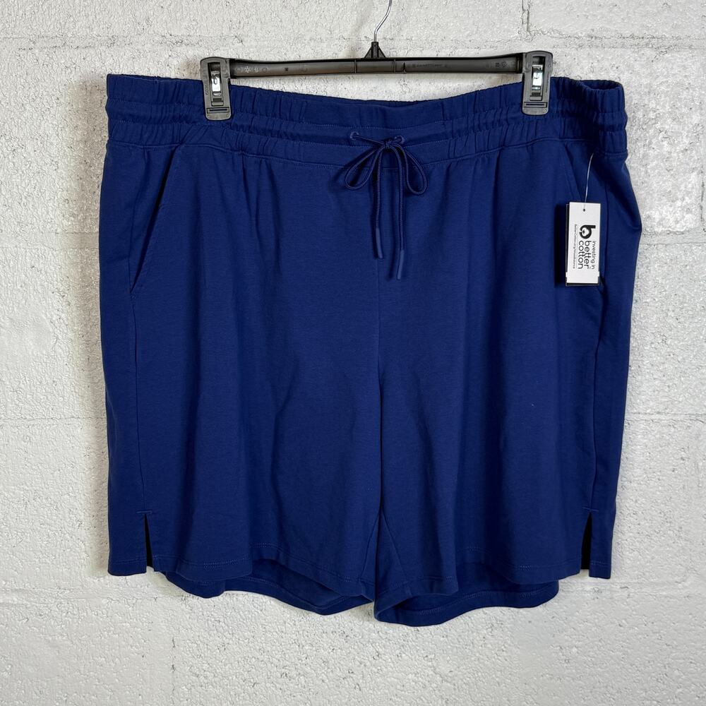 ID Ideology Plus Size Comfort Flow High Rise Shorts tartan blue 1X